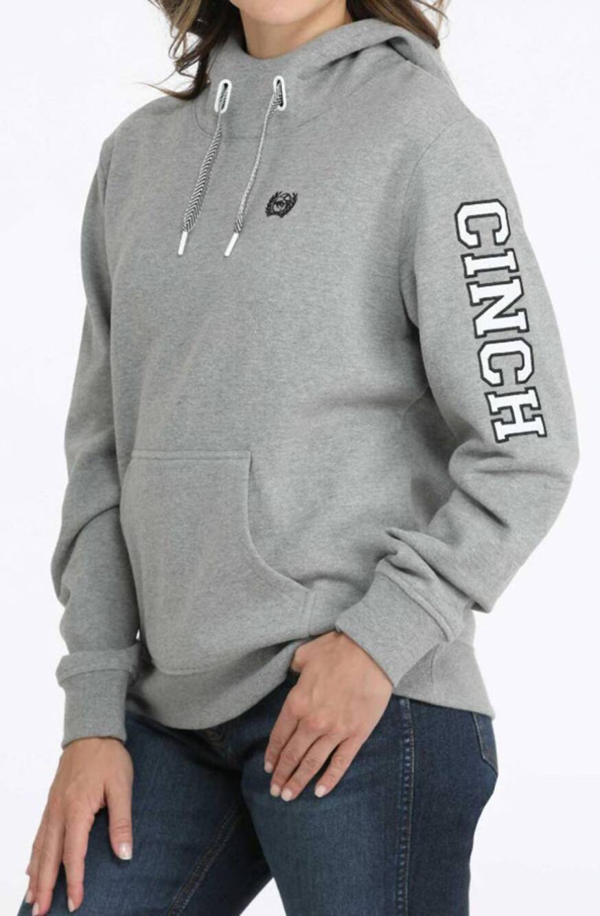 NEW CINCH women's logo hooded sweatshirt in grey